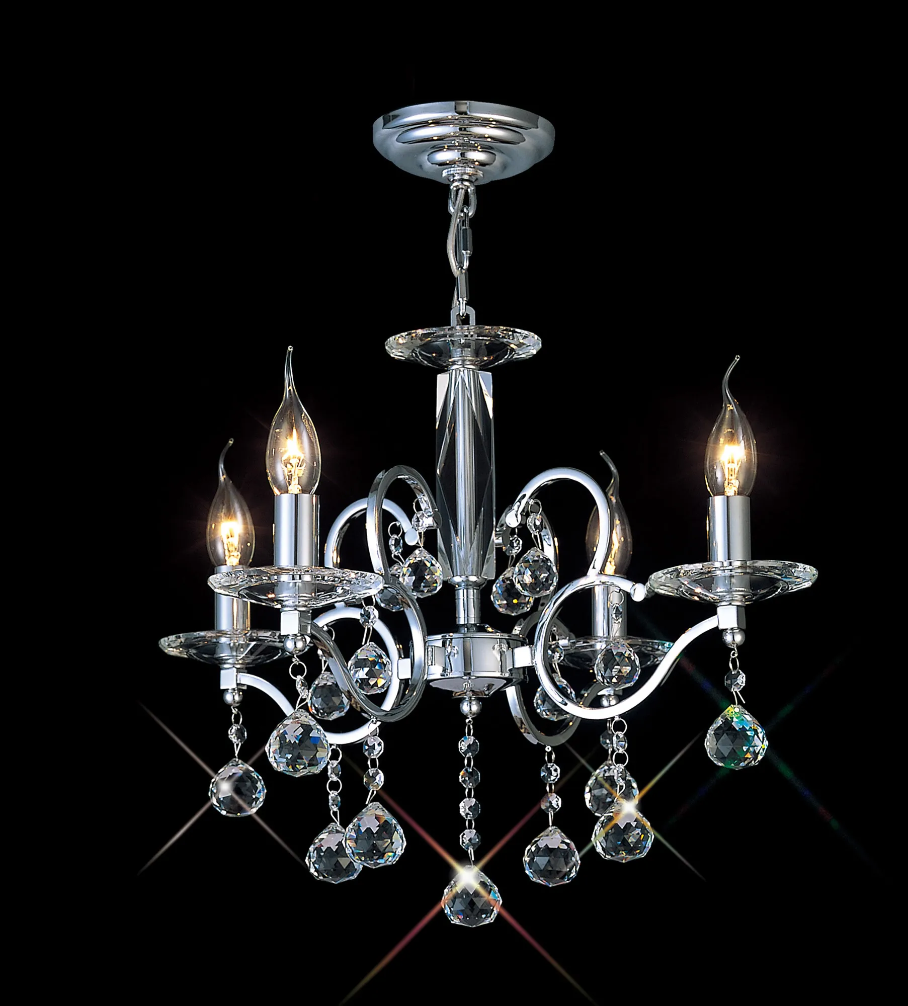 IL30124  Zinta Crystal Pendant 4 Light Polished Chrome